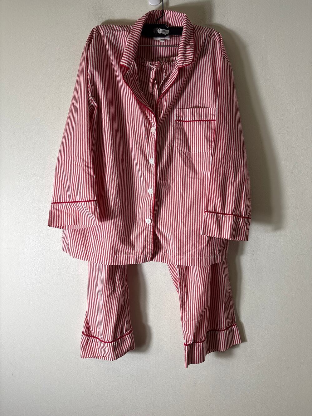 Lenora by Dina Yang Red and White Stripe Cotton PJ Set Sz S